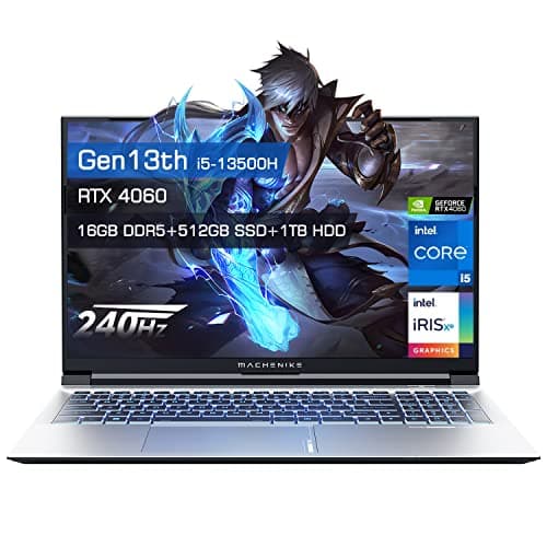 Compara precios MACHENIKE Gaming Laptop L15A, Intel Gen 13th Core i5-13500H, NVIDIA GeForce RTX 4060, QHD 15.6" 240Hz, 16GB RAM, 512GB SSD+ 1TB HDD, HDMI, Gráficos Intel Iris Xe, Pantalla IPS Bluetooth, Win11
