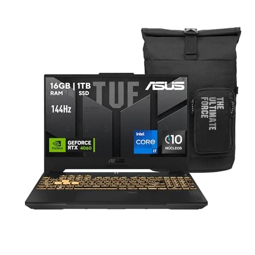 Imagen frontal de ASUS Laptop TUF Gaming F15/FX507VV-LP313W/Intel Core i7 13va 10 núcleos/NVIDIA GeForce RTX 4060/16GB RAM/1TB SSD/Windows 11/Gris/Teclado en Español/Incluye Mochila